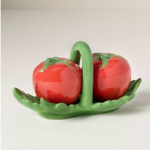 NEW Anthropologie Tomato Dolomite Salt & Pepper Shakers